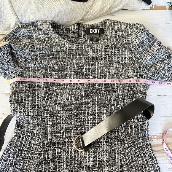 DKNY Women's Textured-Knit Belted Fit & Flare Dress Size US 10 - Picture 8 of 10